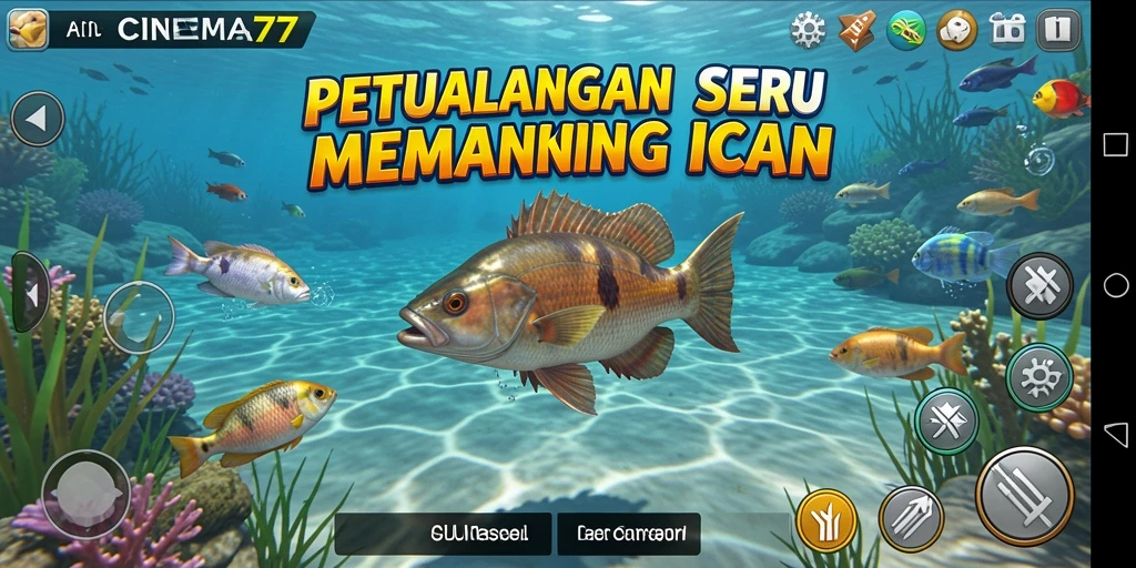 Tampilan gameplay CINEMA77 yang menegangkan saat memancing ikan.