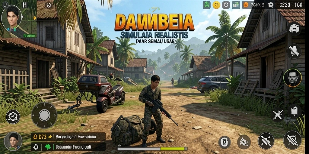 Tampilan gameplay D73 yang menarik dan penuh warna.