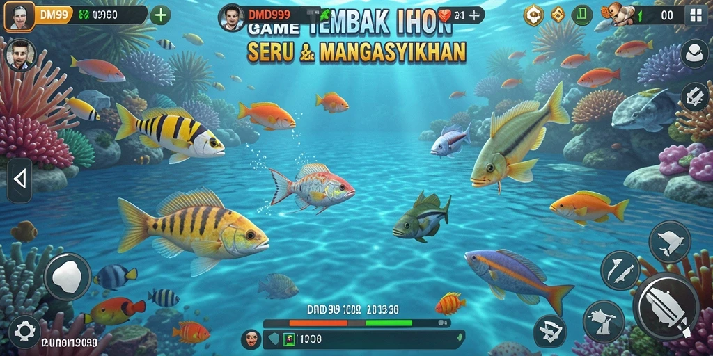 Tampilan gameplay DMD999 yang penuh aksi Tembak Ikan.