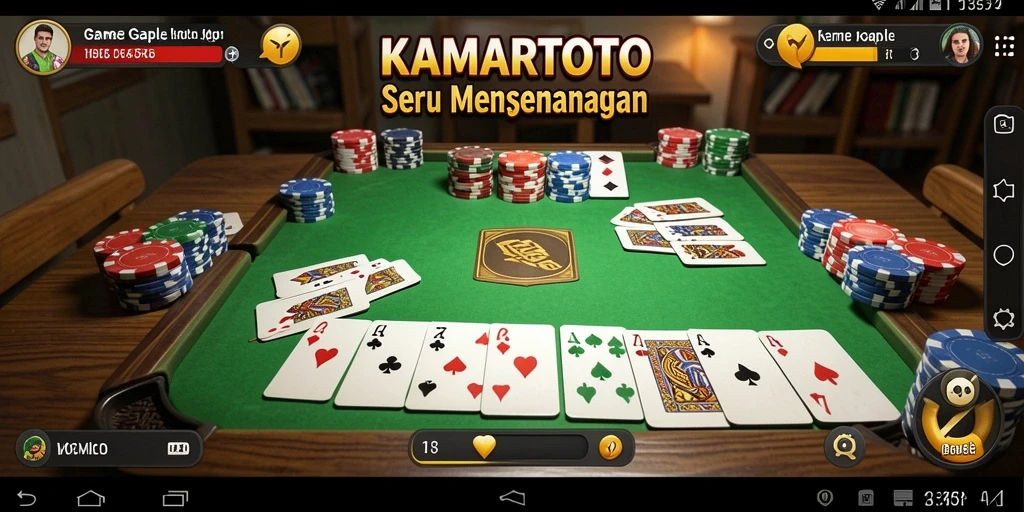Tampilan gameplay seru dalam KAMARTOTO, permainan Gaple yang menantang.