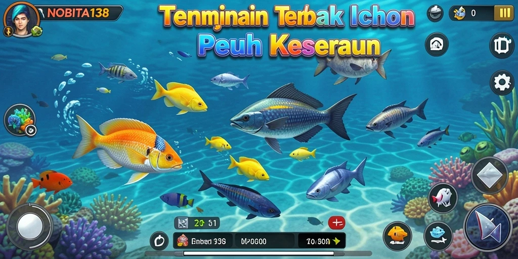 Tampilan gameplay NOBITA138 saat menembak ikan laut.