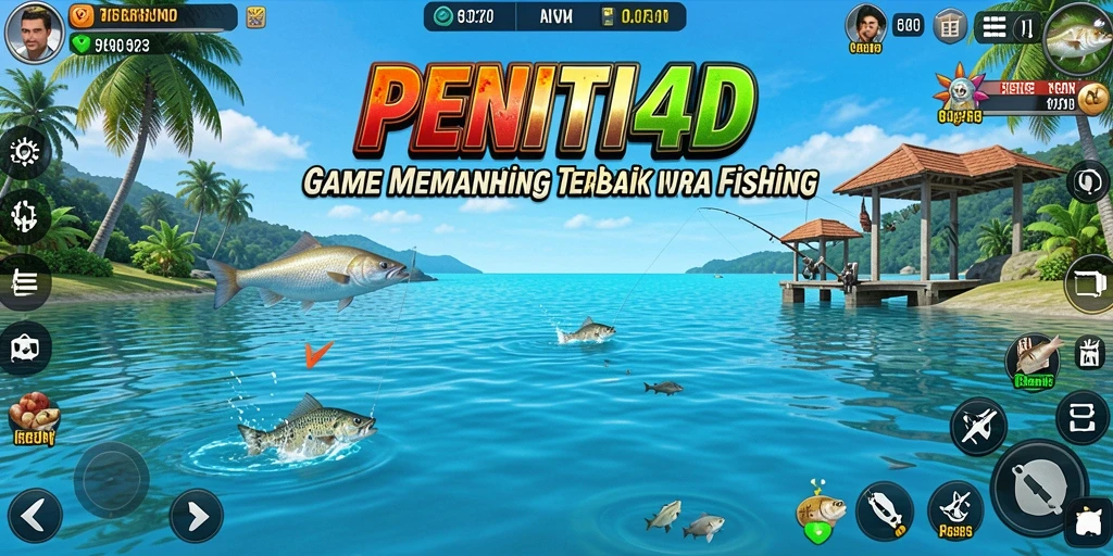 Screenshot utama PENITI4D menampilkan gameplay memancing yang seru dan mendebarkan.