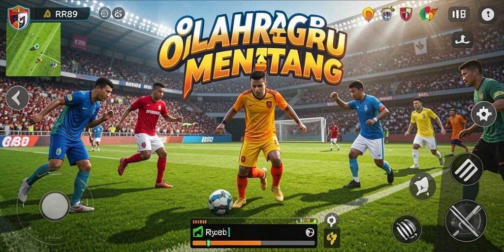 Tangkapan layar utama RR89 menampilkan aksi mendebarkan di lapangan olahraga.